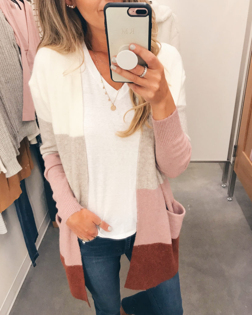 nordstrom anniversary sale 2019 try on - colorblock fall cardigan - pinteresting plans blog