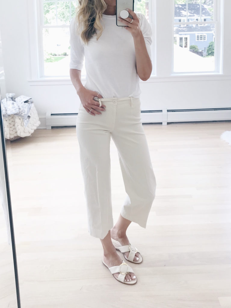 nordstrom anniversary sale 2019 try on - cropped ivory wide leg pants - pinteresting plans blog