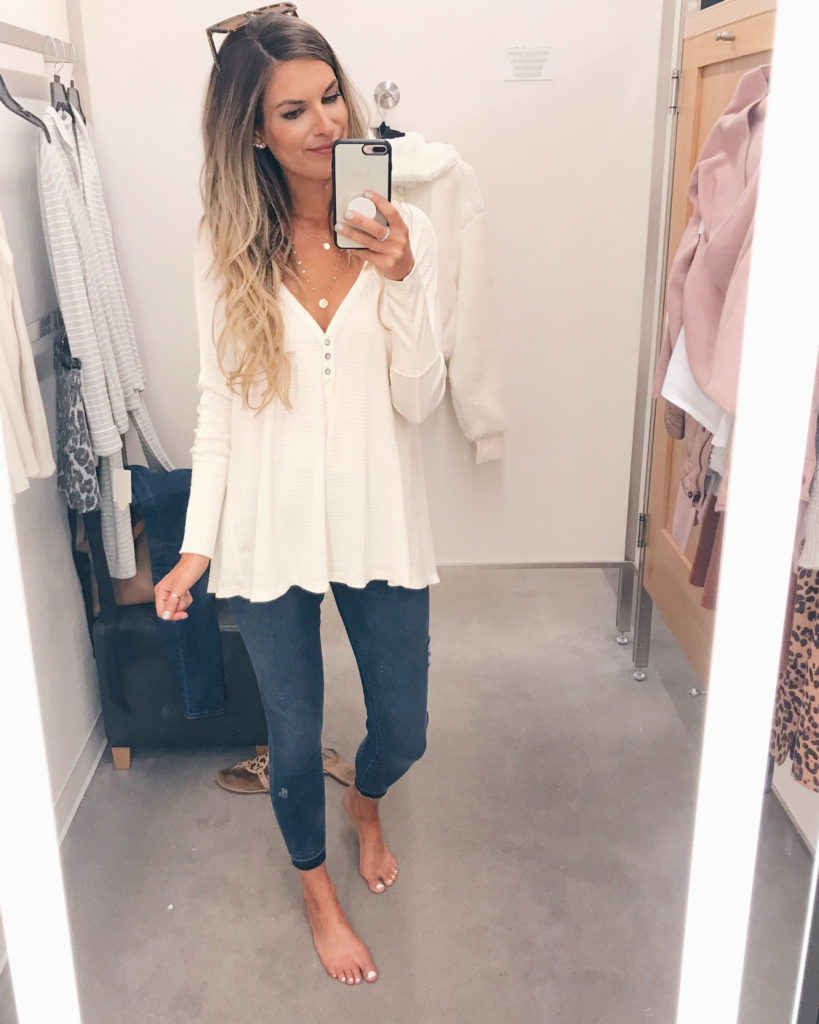nordstrom anniversary sale 2019 try on - free people thermal tunic and spanx leggings - pinteresting plans blog