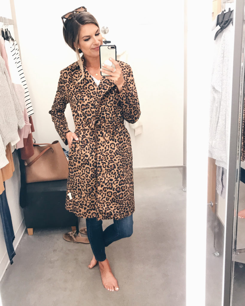 nordstrom anniversary sale 2019 try on - leopard long coat - pinteresting plans blog