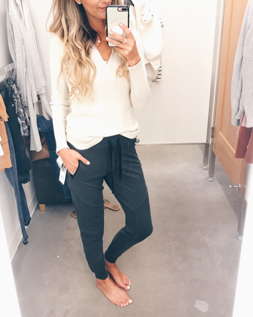 nordstrom anniversary sale 2019 try on - moto joggers and thermal top - pinteresting plans blog