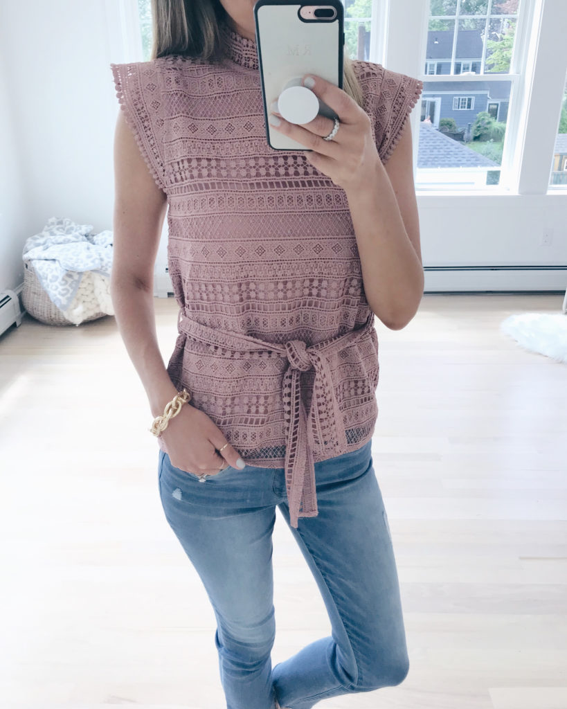 nordstrom anniversary sale try on 2019 - pink lace top - pinteresting plans fashion blog
