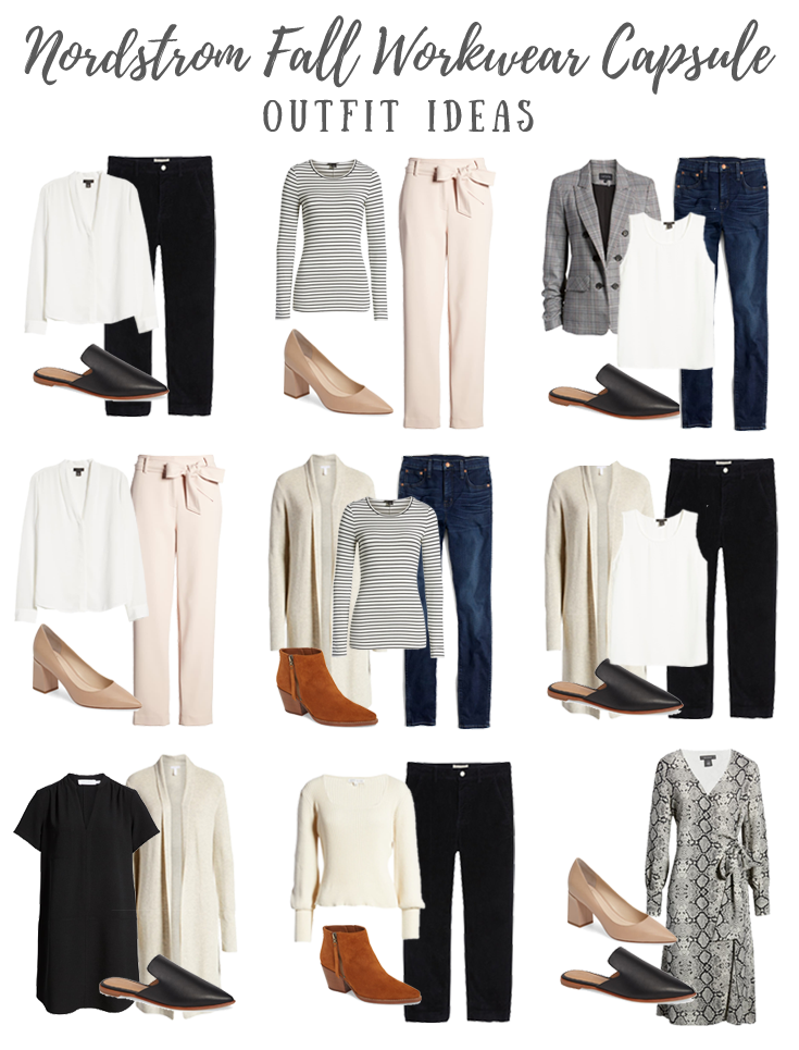nordstrom womens minimalist business casual workwear capsule wardrobe for fall