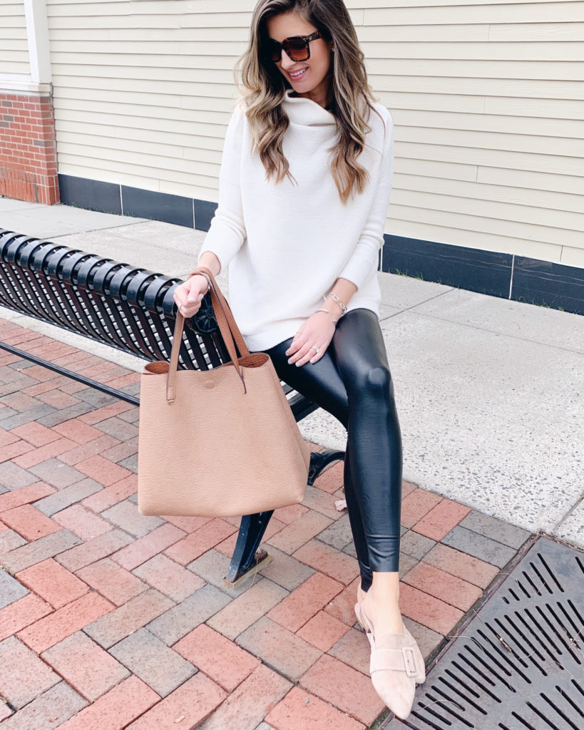 Styling Spanx Faux Leather Leggings For Everyday: A Comfy Outfit