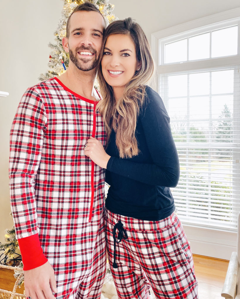 jockey his and hers red and white plaid flannel holiday pajamas