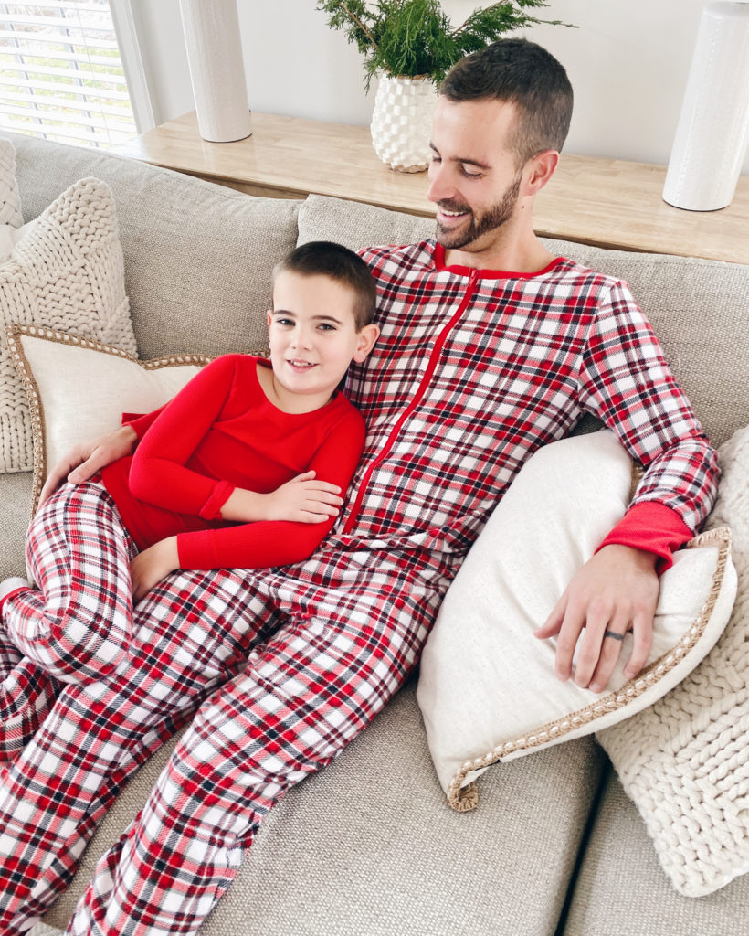 daddy and me father and son matching red and white jockey holiday pajamas