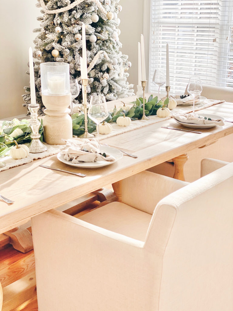 holiday tablescape with white pumpkins - pinteresting plans blog