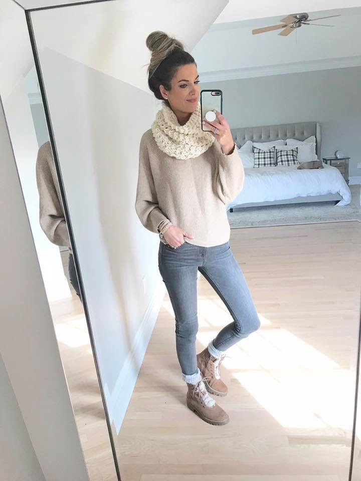 amazon boat neck batwing dolman sleeve knit sweater with cream infinity scarf target sherpa hiking boots