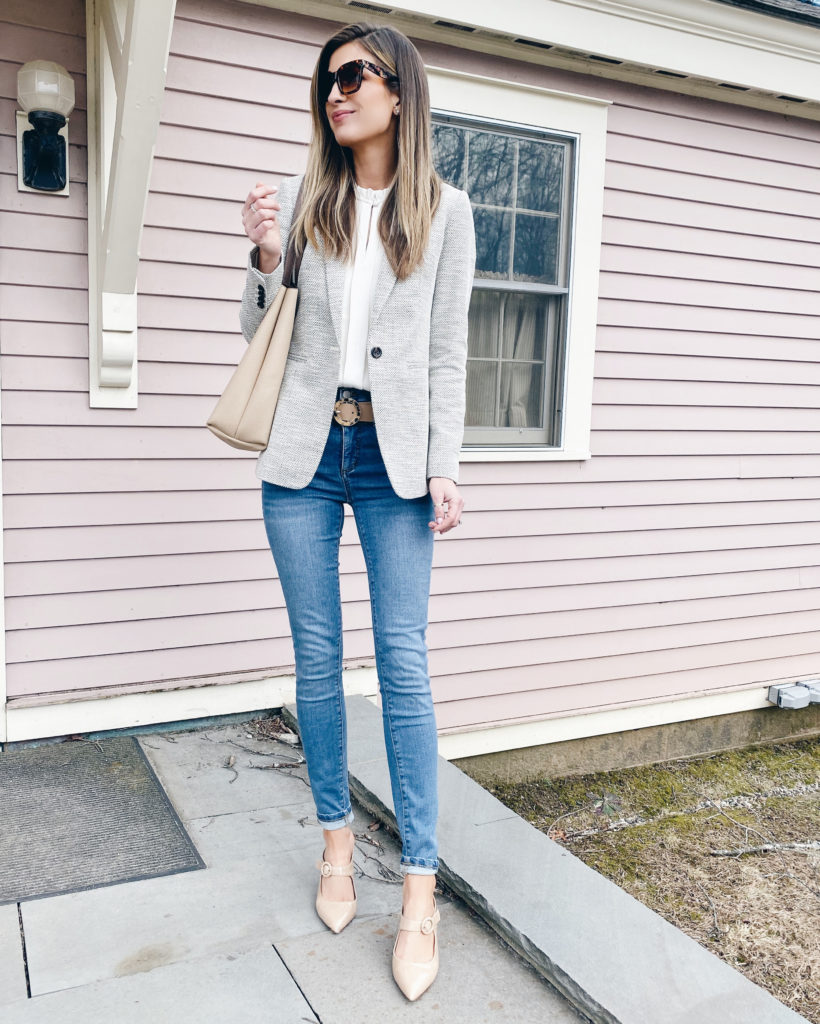 textured neutral spring blazer outfit - business casual spring outfit - pinteresting plans fashion blog
