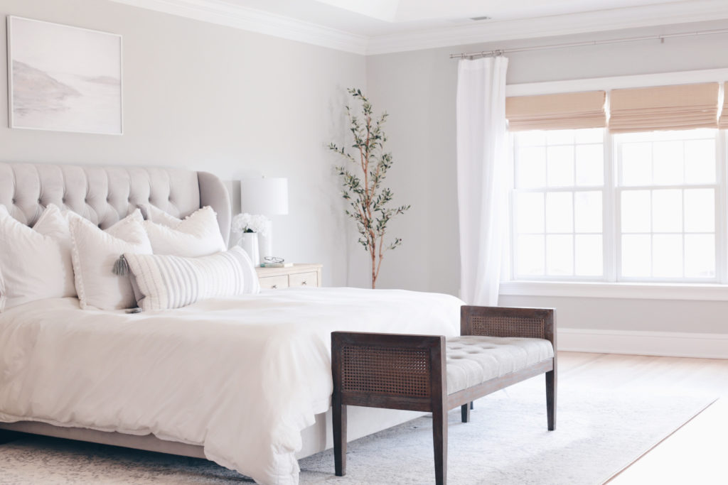 modern master bedroom with gray walls - pinteresting plans blog
