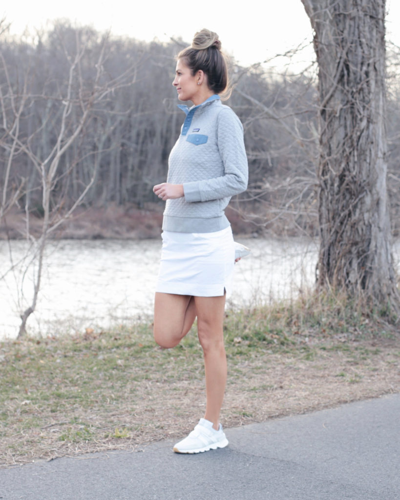 spring outfits for workouts - white skort outfit 