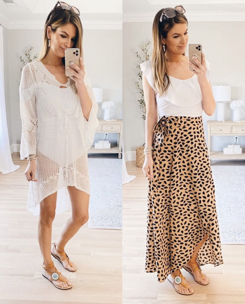 spring break or summer beach vacation swimsuit coverup outfit ideas
