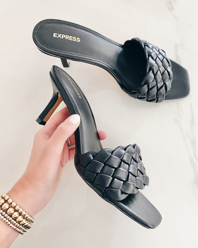 express black quilted woven heeled sandals spring 2022