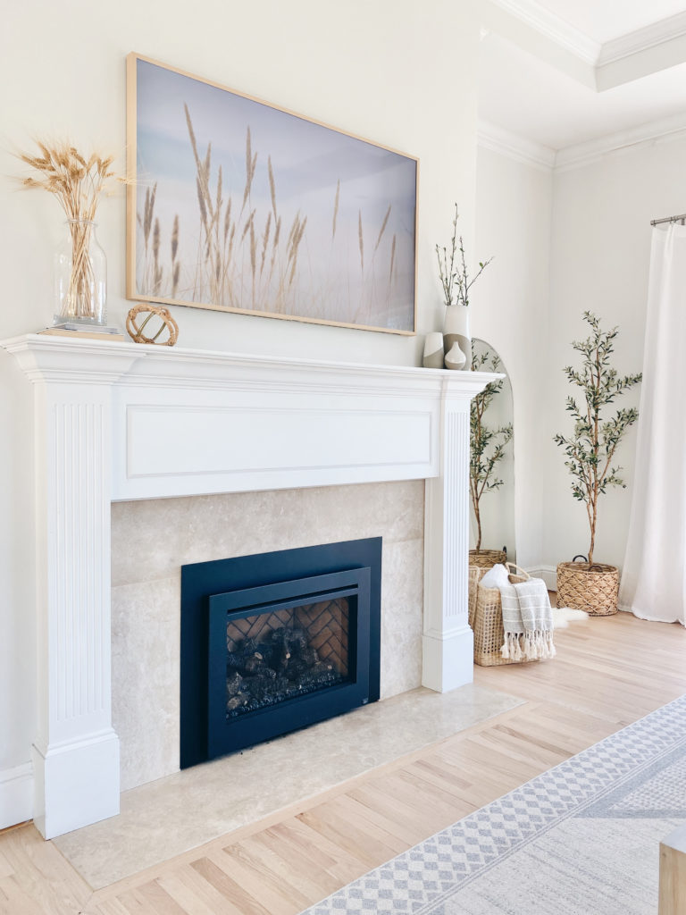 neutral home decor featuring samsung frame 65" tv with light wood bezel frame on pinteresting plans
