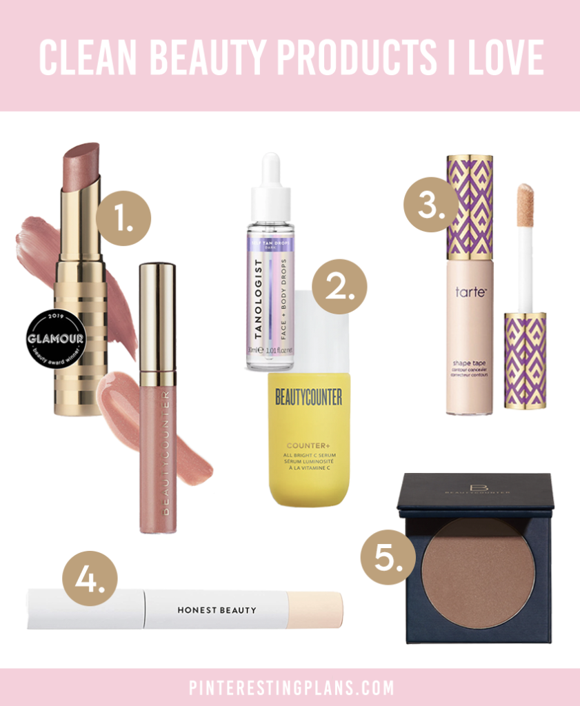 makeup and skincare products with clean ingredients on pinteresting plans blog