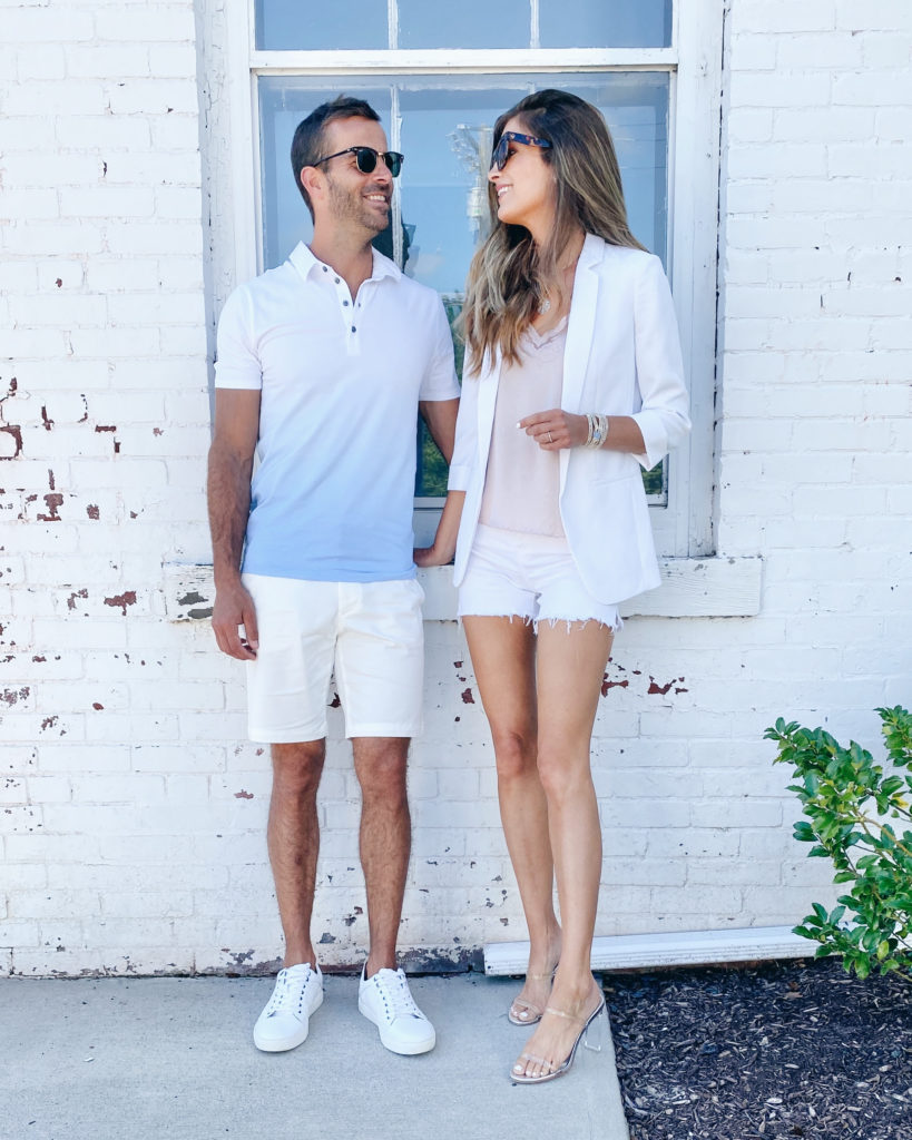 white summer shorts for men and women on pinteresting plans fashion blog