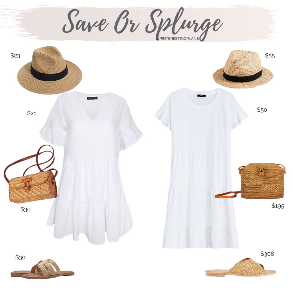 save or splurge little white summer dress outfit