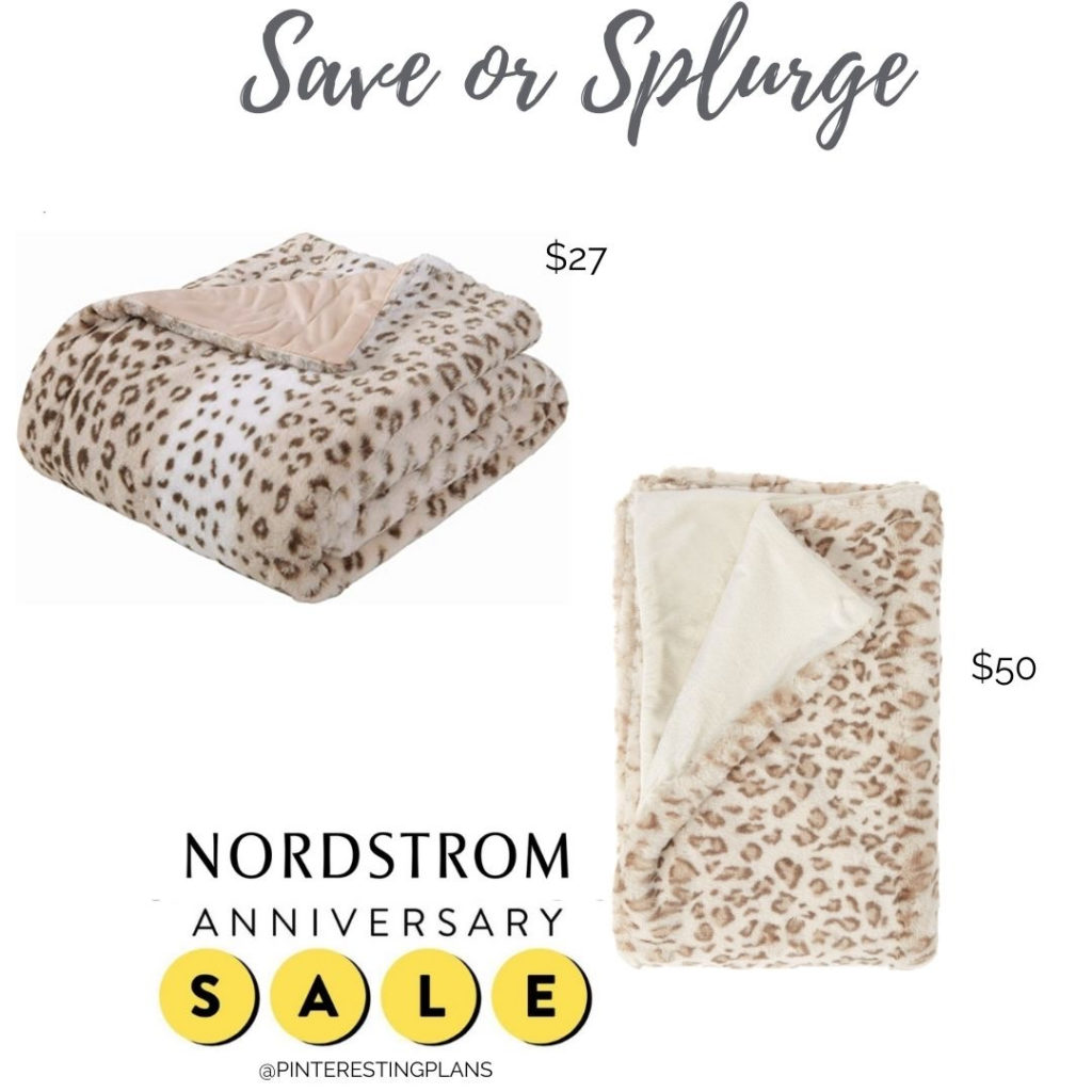 save or splurge amazon and nordstrom anniversary sale leopard print fur throw blanket