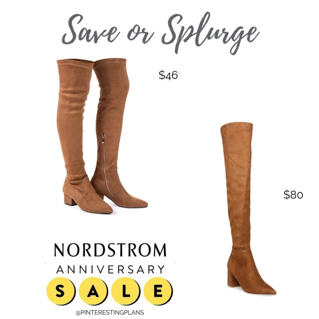 save or splurge amazon and nordstrom anniversary sale brown over the knee boots