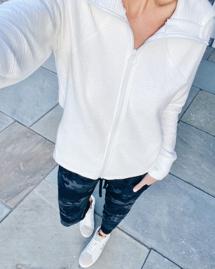 winter white ribbed athleisure hooded zip up jacket - walmart finds 2020