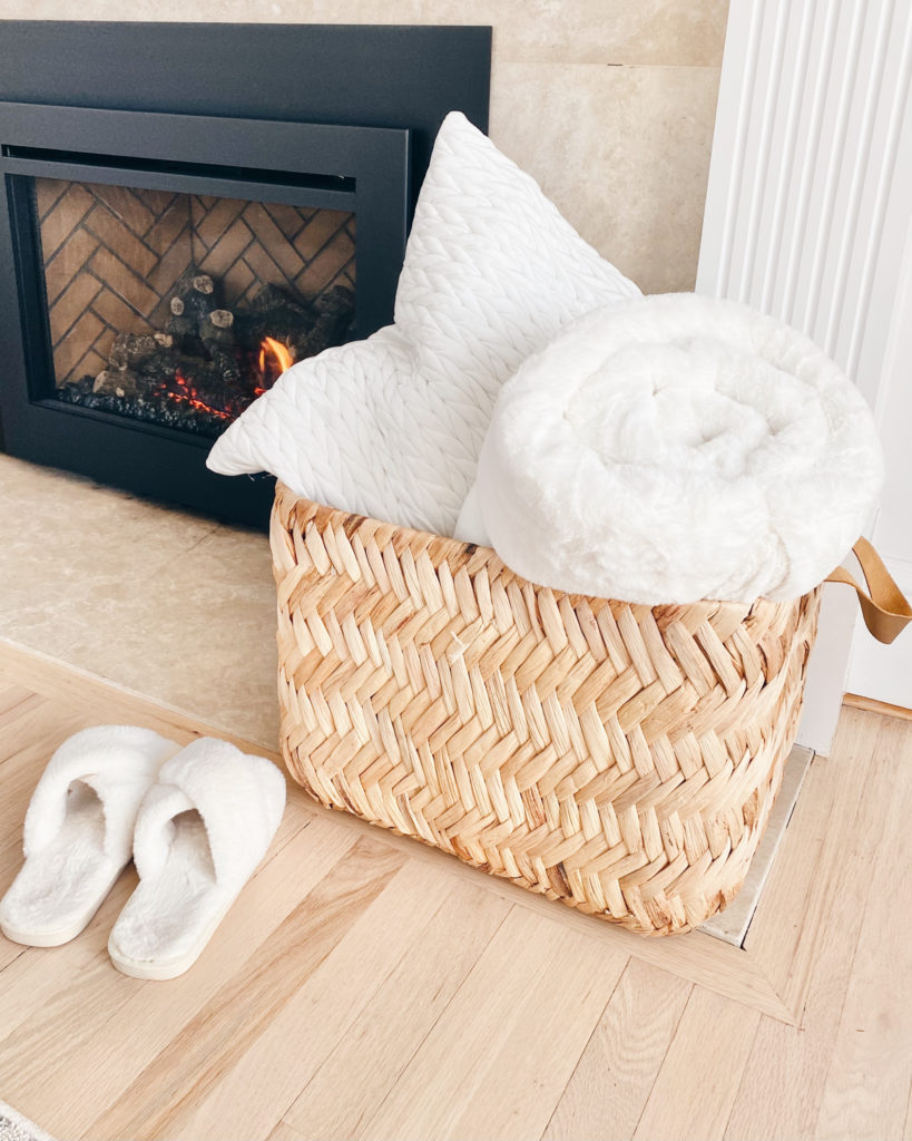 neutral woven basket home decor to store throw blankets and pillows
