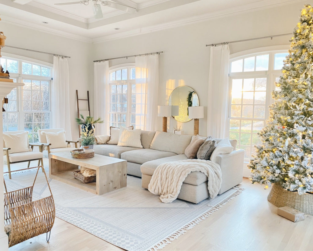 christmas living room ideas with neutral home decor