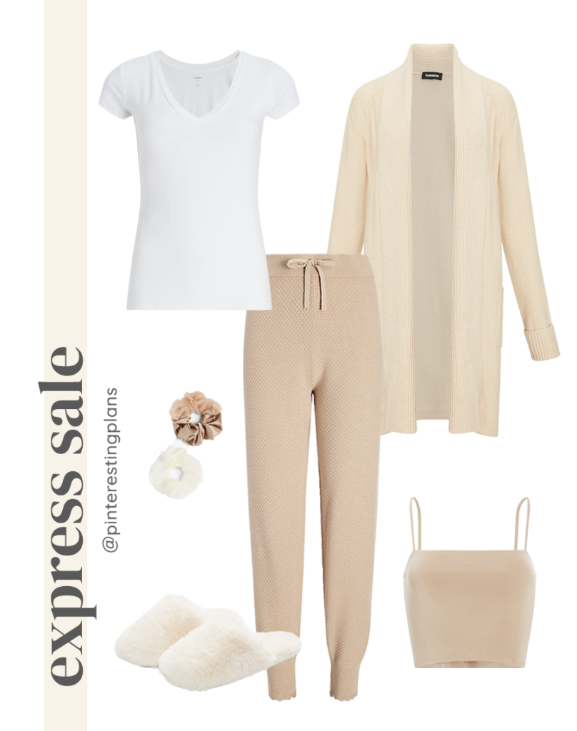 express neutral matching loungewear outfit on sale
