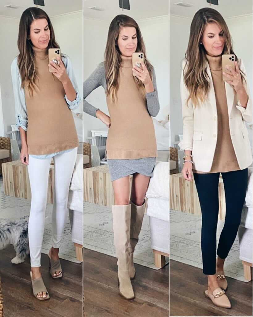 different ways to style turtleneck sweater vest for fall 2021