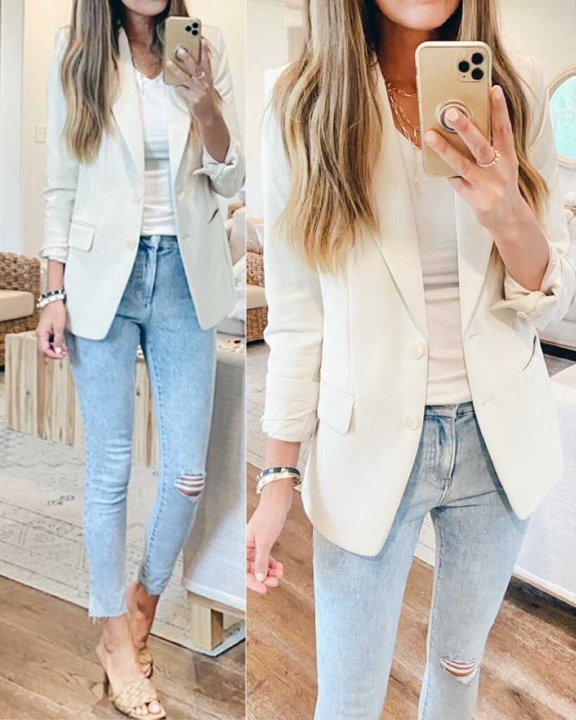 jeans and blazer outfit trend for women outfit ideas 2021