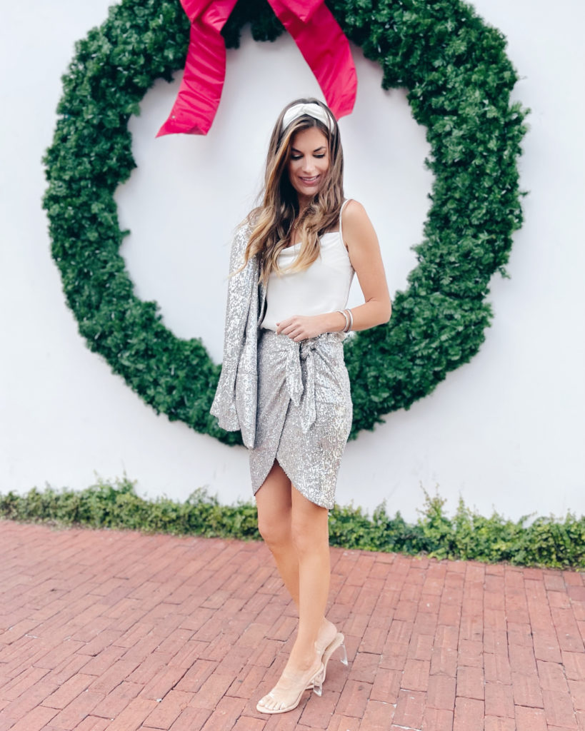 dressy christmas outfit idea with sequins