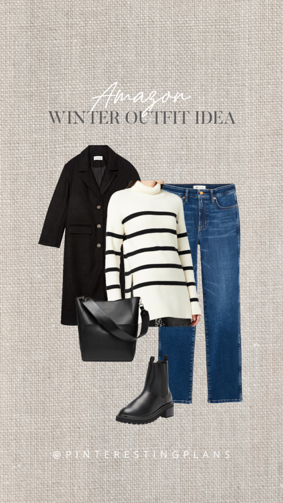 classic black coat winter outfit idea 2023