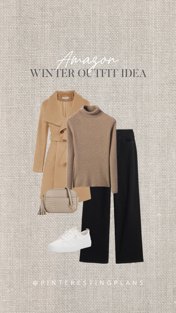 brown and black winter outfit idea 2023
