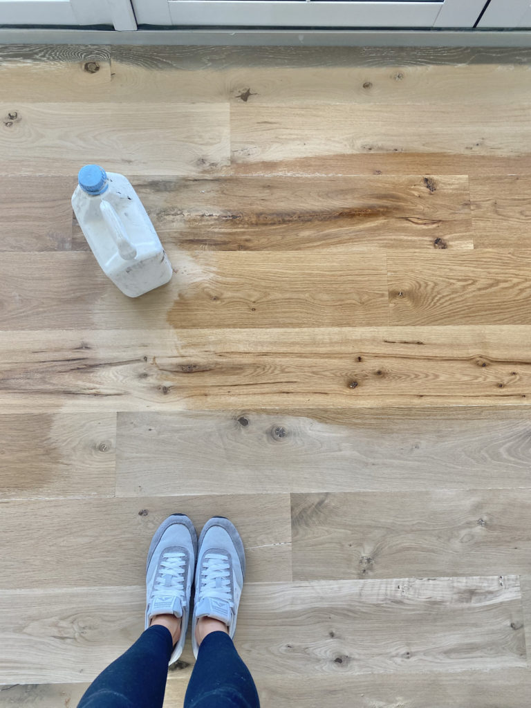 adding stain to refinished engineered hardwood flooring