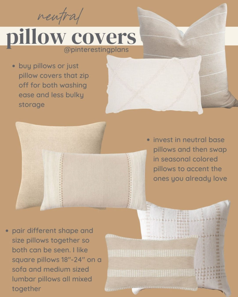 neutral pillow cover pairings for living room sofa