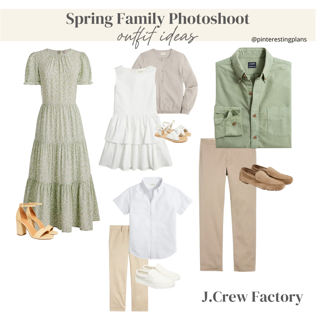 sage green and neutral outfit idea for spring family photoshoot 2022