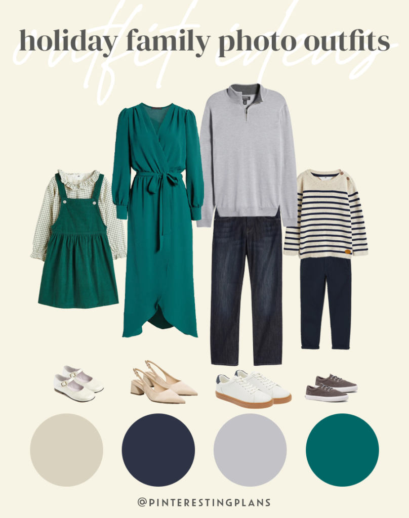 emerald green holiday family photo outfits 2022