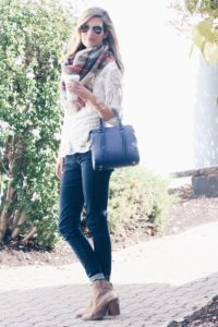 fall outfit with blanket scarf