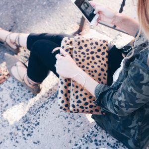 leopard foldover clutch