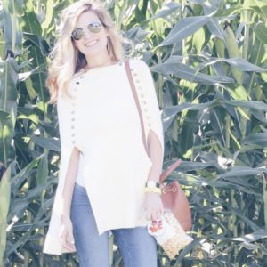 fall outfit: cream sweater cape
