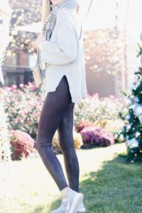ahtleisure oversized sweater with leather leggings