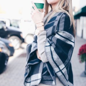 cozy plaid poncho from banana republic worn by pinteresting plans