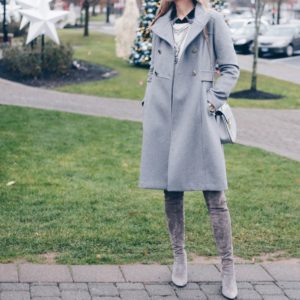 women's gray wool military winter coat