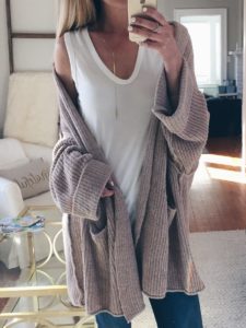 free people low tide cardigan over top shop white u-tank