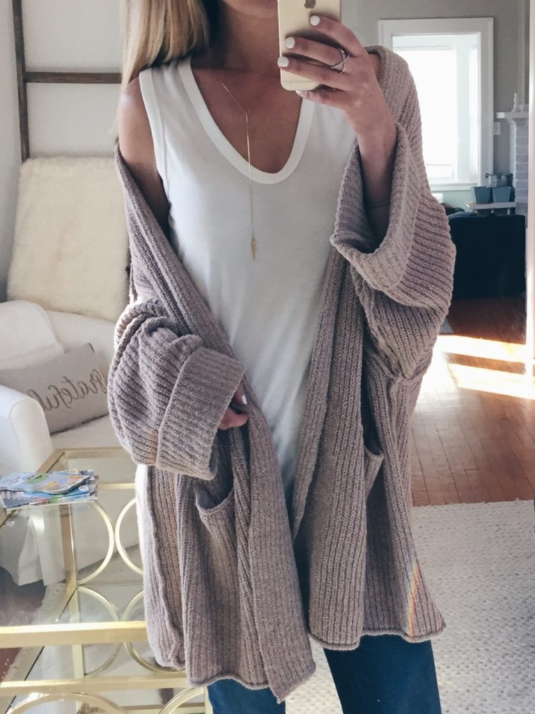 Connecticut life and style blogger, Pinteresting Plans shares 9 pink spring outfits and how to style them. You can check out those and more! free people low tide cardigan over top shop white u-tank