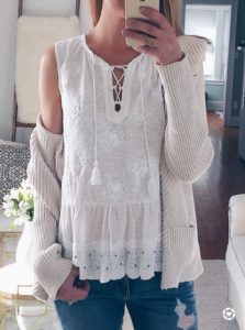 spring outfit idea: white peplum tank