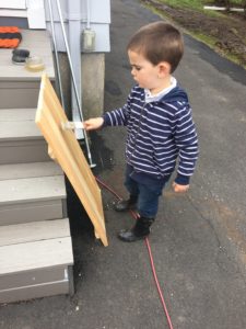 how to build an industrial clothes rack -staining the base
