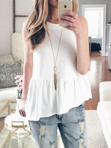 spring outfit ideas: asymmetric peplum tank