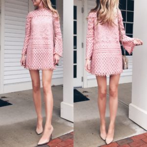 spring trend: statement sleeves on lace bell sleeved dress
