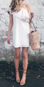 summer outfit ideas - white one shoulder mini dress
