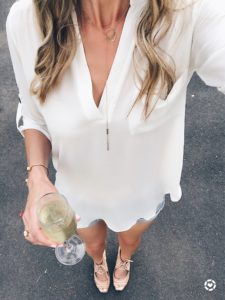 Summer Sale Outfit - white tunic over denim shorts